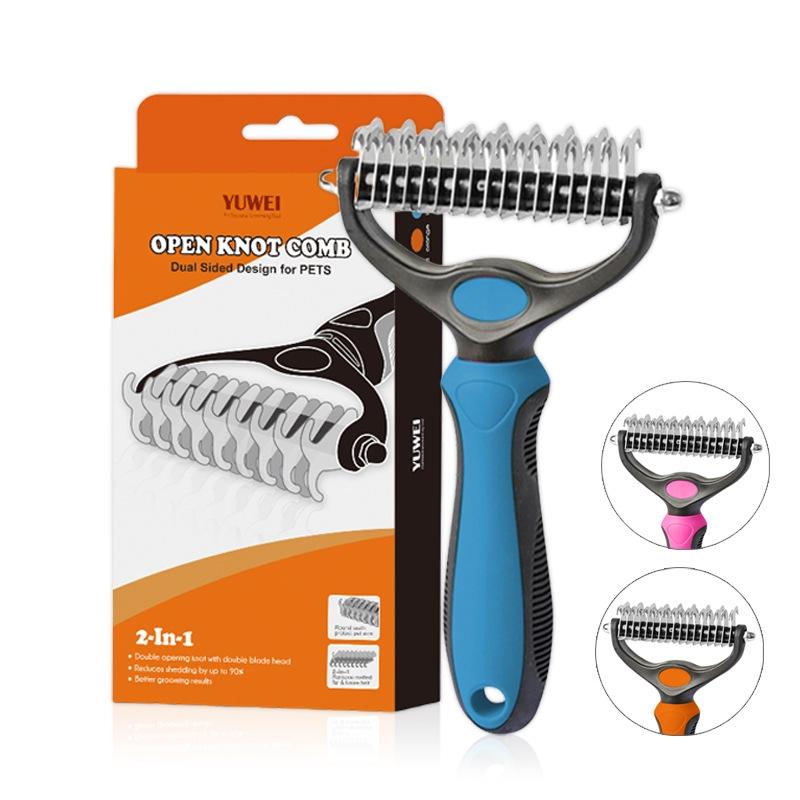 Original Pet Detangling Comb, Dual-Sided Fur Remover Tool, Wide Dog Grooming Brush, Reduces Shedding 95%, Ideal for Long Hair Dogs and Cats