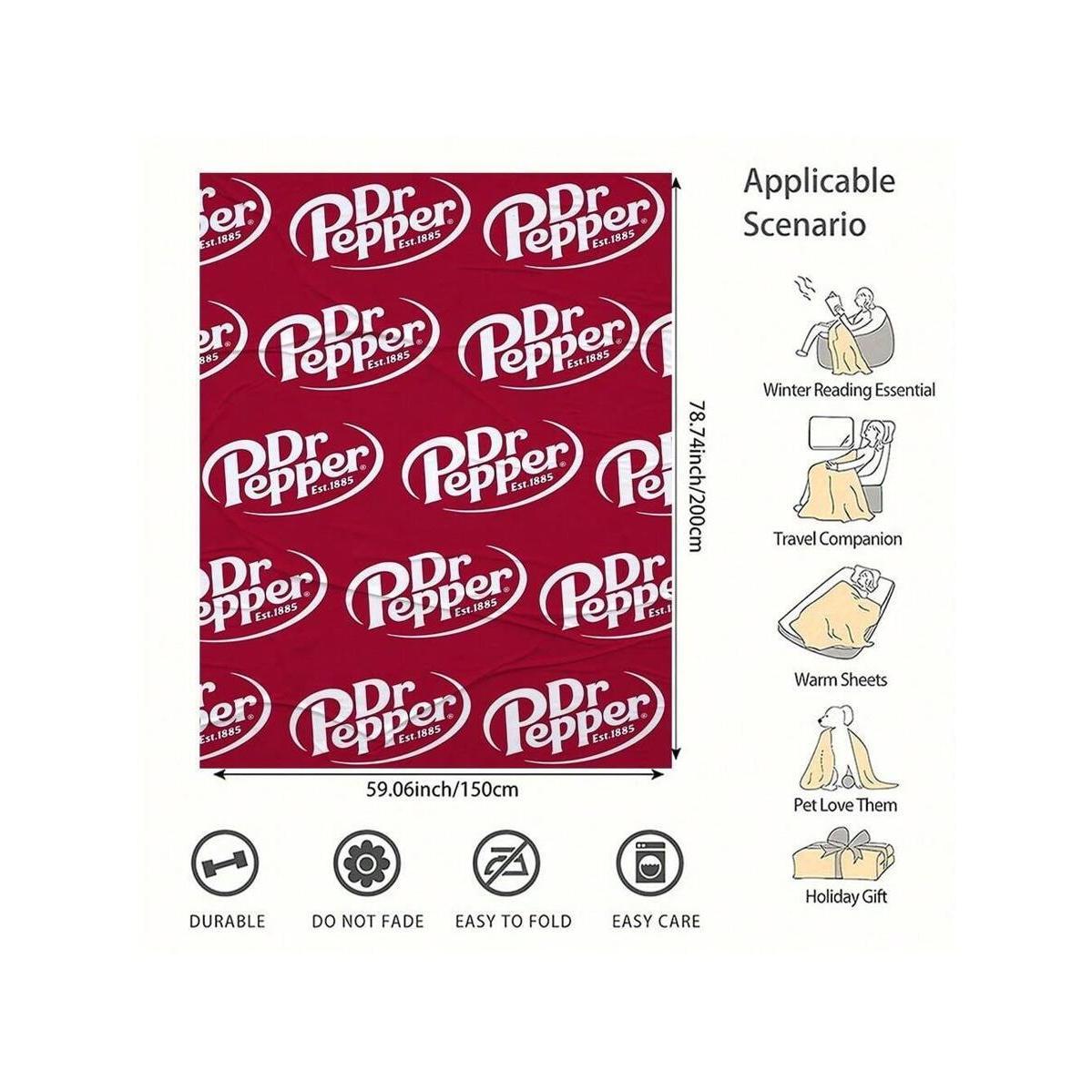 Flannel Throw Blanket - Versatile For Sofa, Bed, Office, Camping- Cozy Nap Blanket With Dr. Pepper