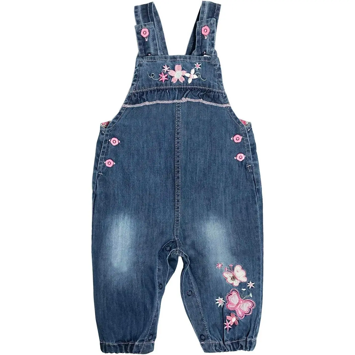 3months-3Years Baby Girls Denim Overalls Embroidery Bib Pants Jeans Jumpsuit