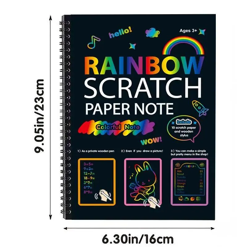 Rainbow Scratch Paper Art Set, 1/10Pcs Scratch Art Paper with Wooden Stylus, DIY Drawing & Craft Kit for Kids, Creative Art Activity, Birthday Gift, Party Favor