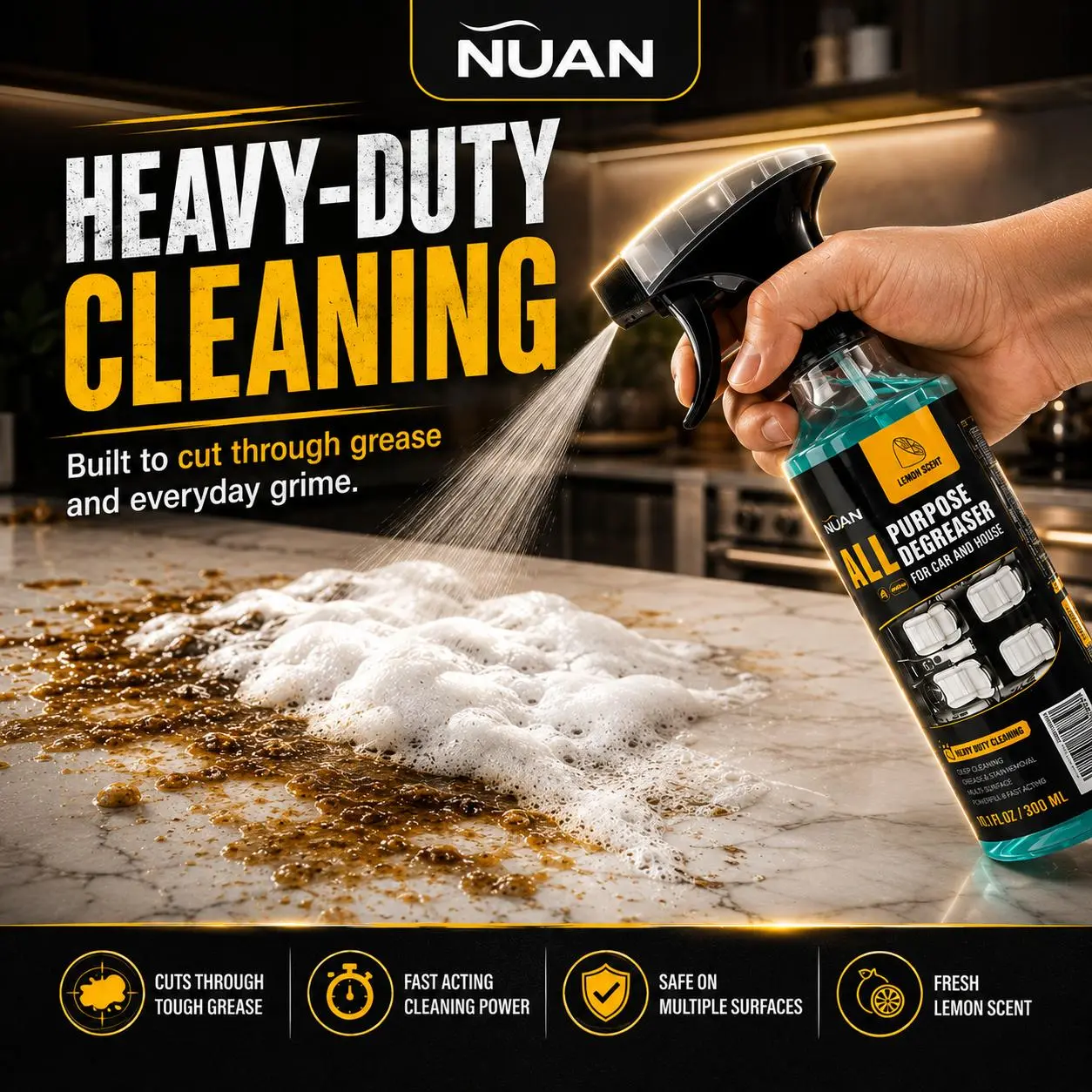 NUAN heavy duty degreaser all purpose degreaser for car and house all purpose cleaner all purpose degreaser Nuan Heavy Duty Degreaser Upgraded Multipurpose Foam Cleaner, Heavy Duty Degreaser Upgraded Multipurpose Foa
