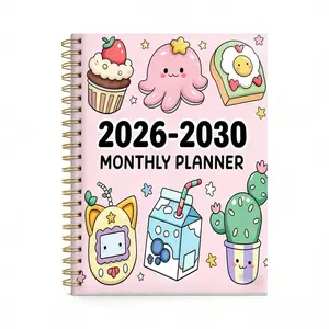 2026-2030 Monthly Planner/Calendar - January 2026 to December 2030, 5-Year Monthly Planner, Colorful Cartoon Snack-Themed Cover Design Notebook, Annual Calendar Planning, Monthly Tabs, 60-Month Calendar, 5.5 in x 8.3 in, Thick Paper, Elastic Cover, Durabl