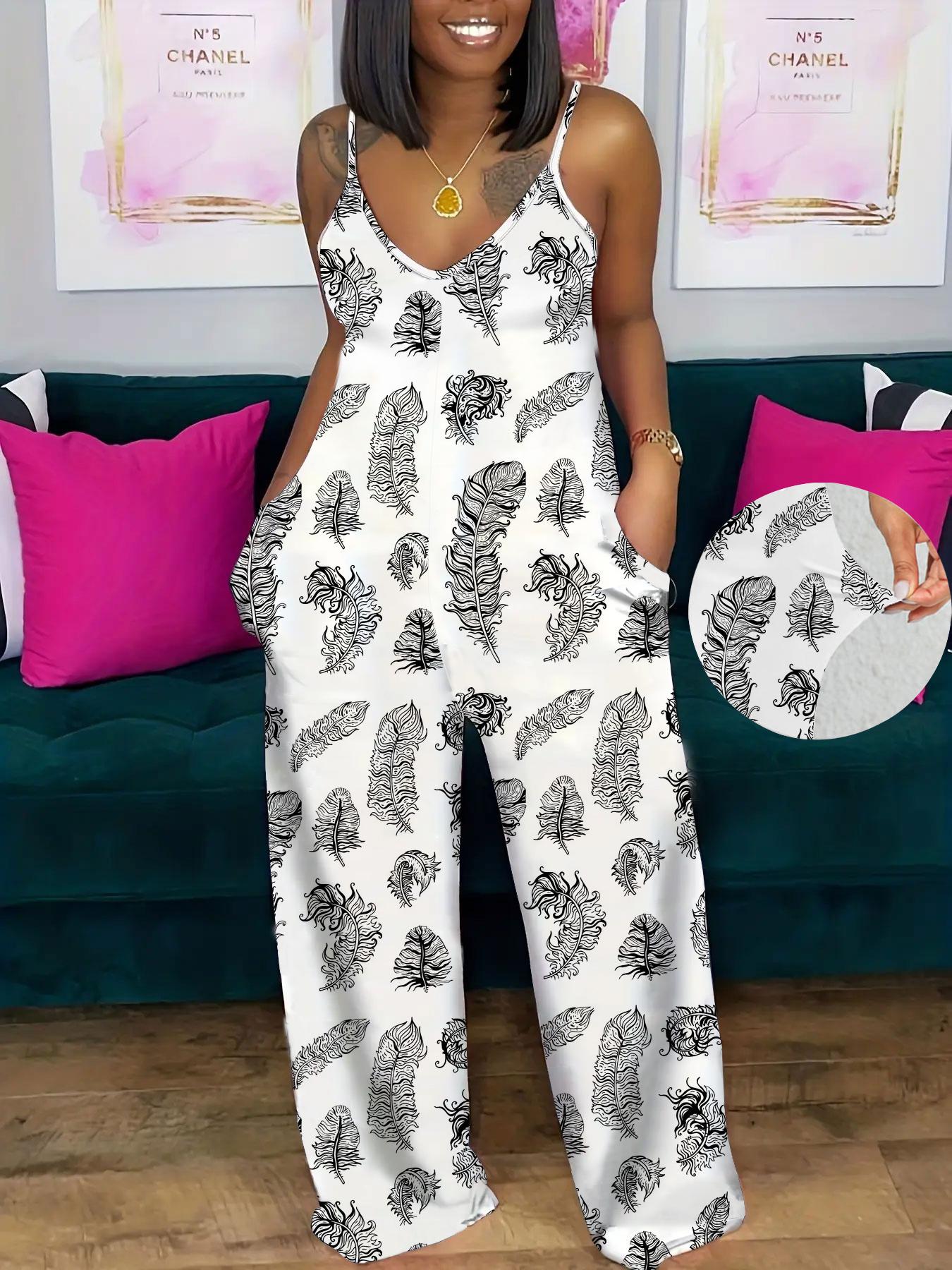 Women's Striped Print Cami Jumpsuit, Casual Sleeveless Overalls Jumpsuit for Summer, Fashion Women's Clothing for Daily Wear