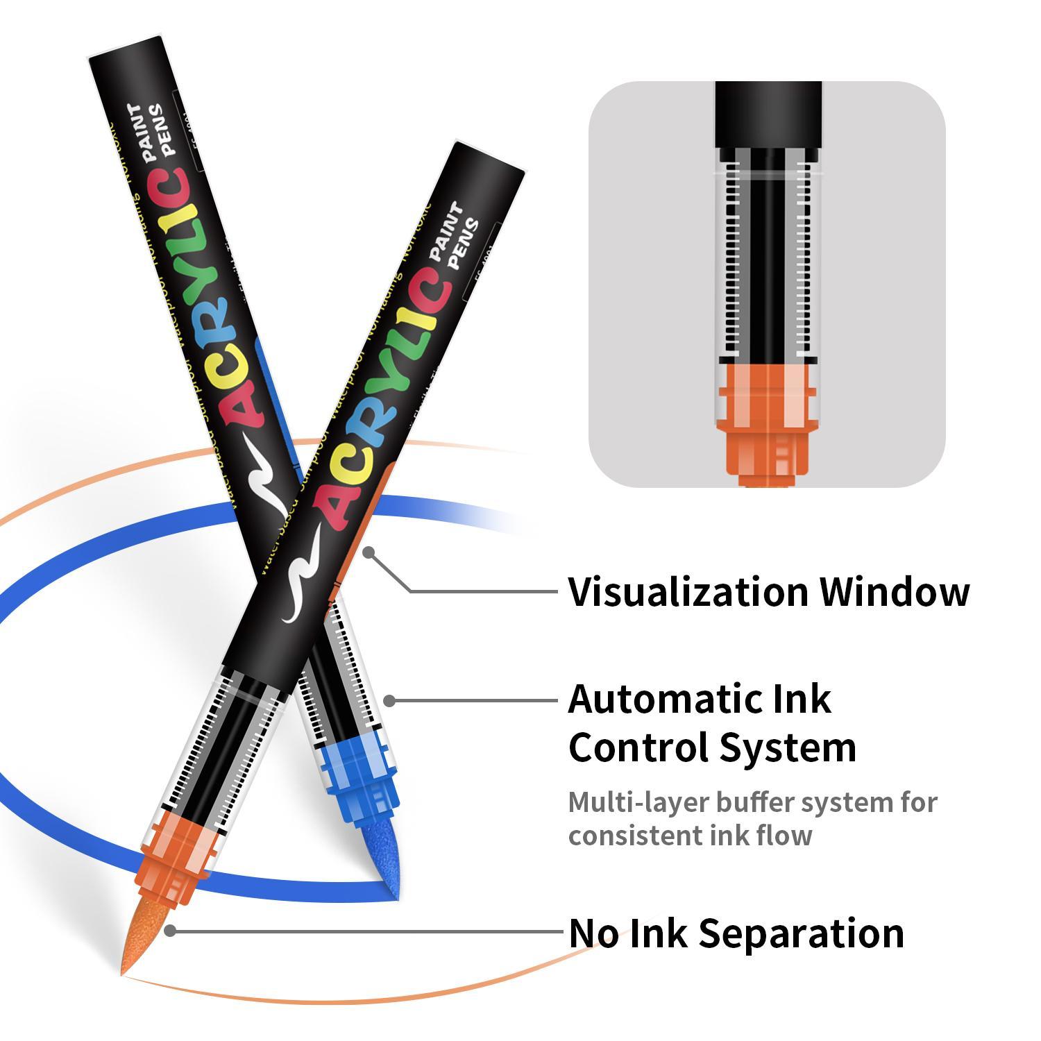 Acrylic Paint Pen Set, 60pcs/set Waterproof & High Saturation Acrylic Paint Marker Pen, DIY Art Supplies for Wood, metallic, Plastic, Canvas, Fabric, Glass, Ceramic