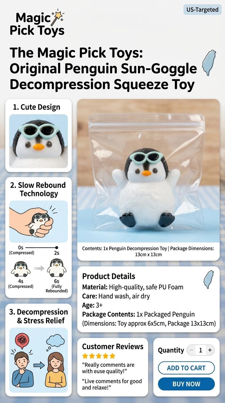 Final Sale | Chonky Belly Penguin Squishy - Food-Grade Silicone Slow-Rising Rebound Squishy Fidget Toys for Stress Relief - Soft Squeeze Toys with Thick Creamy Slime Texture, Handmade Non-Toxic Sensory Toys