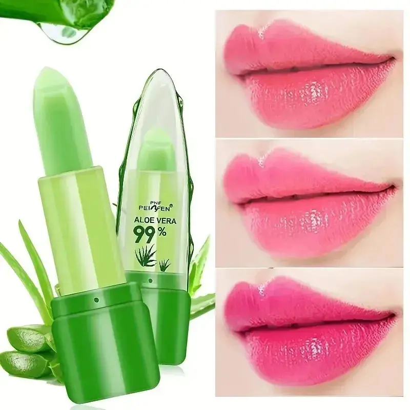 Aloe Vera Warm Change Lipstick for long-lasting lip protection, moisturizing and color changing, magical color change
