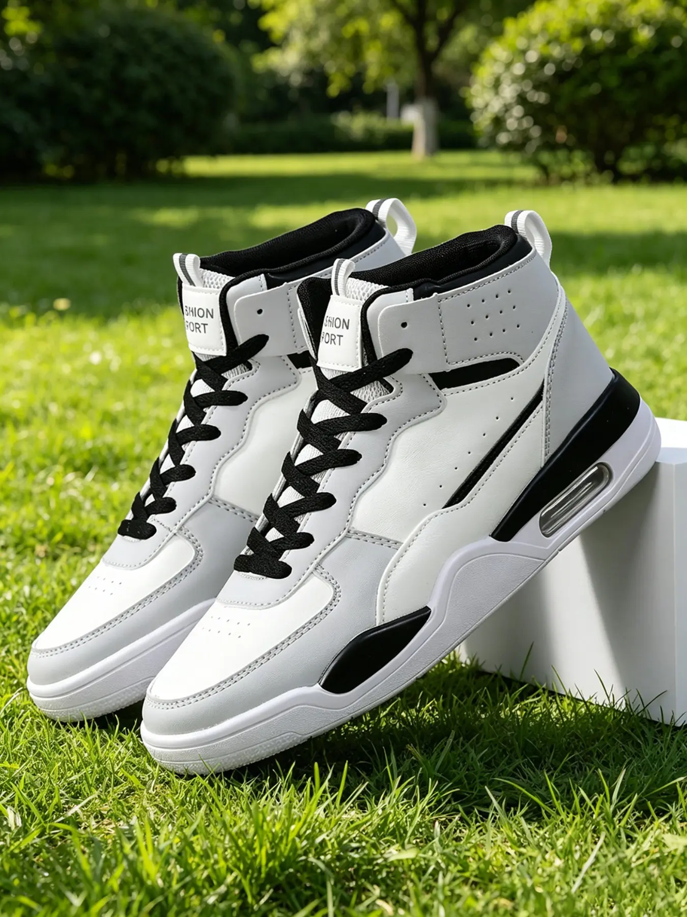 Men's Athletic Shoes, Gym Shoe, Casual Basketball Shoes, Hoops Shoes, College Style High Top Colorblock Design, Vintage Retro Basketball Sneakers, Comfortable and Stable, Ideal for School, Travel, Fitness