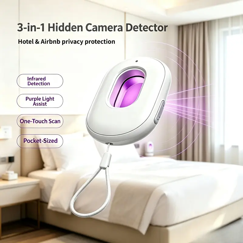 2026 New 3-in-1 Compact Hidden Camera Detector - Anti-Spy Infrared Security Scanner, Vibration Alert, Portable Door Window Burglar Alarm, Privacy Protector for Travel, Home Use