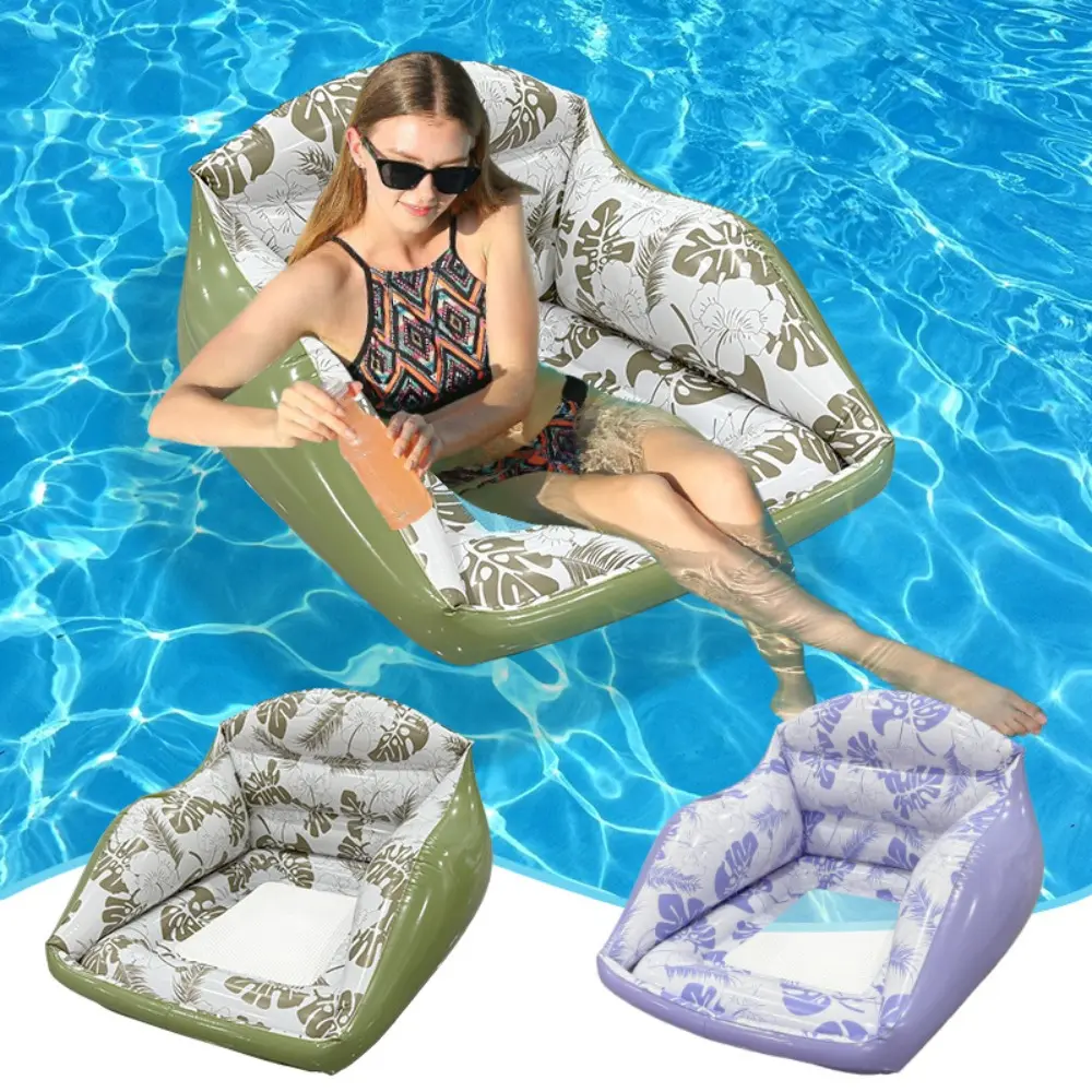 Adult Large Inflatable Water Sofa, Tropical Pool Float Chair with Cup Holder, 3-in-1 Inflatable Lounge for Pool and Outdoor Use
