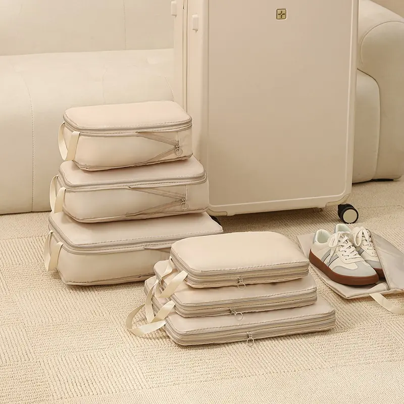 Easy-To-Clean Compression Packing Box Set, 6 Pieces, Polyester Fiber, Lightweight, Travel Organizer, Packing Organiser, Luggage and Clothes Sorting, Hand Wash or Professional Dry Clean, Travel Packing Organizers