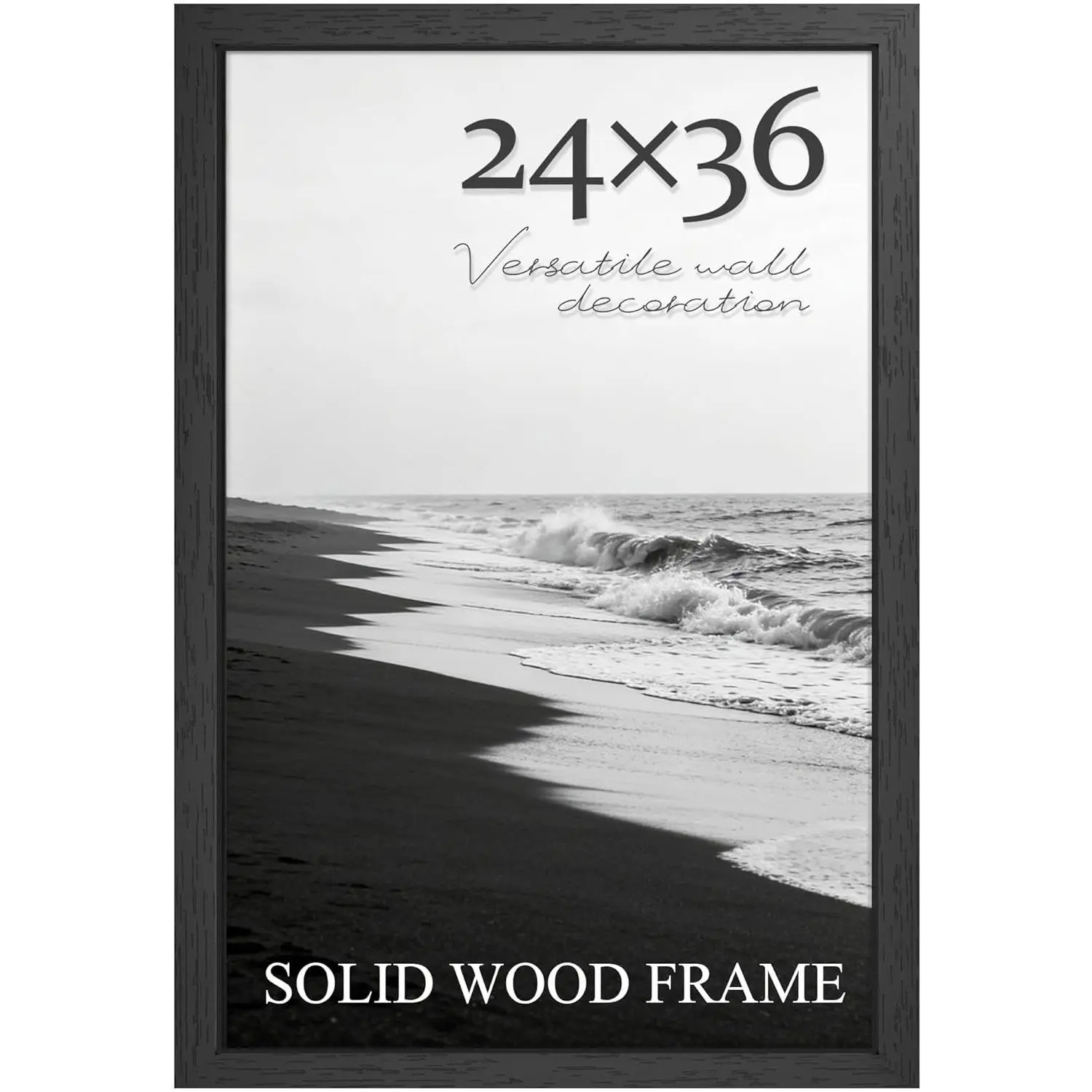 Solid Wood 24x36 Poster Frame, Black 24 x 36 Inches Poster Frames for Wall Mounting Display, 1 Pack