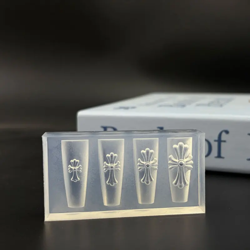 Punk Style Chrome Hearts Cross Silicone Mold DIY Handmade Press On Nail Art Decoration Tool Nail Art Supplies Nail Design