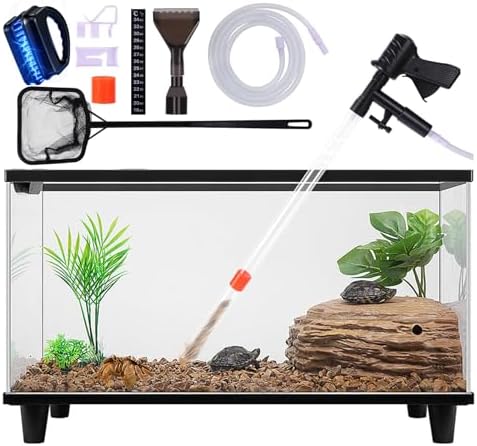 Fish Tank Cleaner Kit, Gravel Vacuum for Aquarium, Fish Tank Aquarium Vacuum Gravel Cleaner, Aquarium Siphon with Magnetic Fish Tank Glass Cleaner, Aquarium Cleaning Tools Water Changer