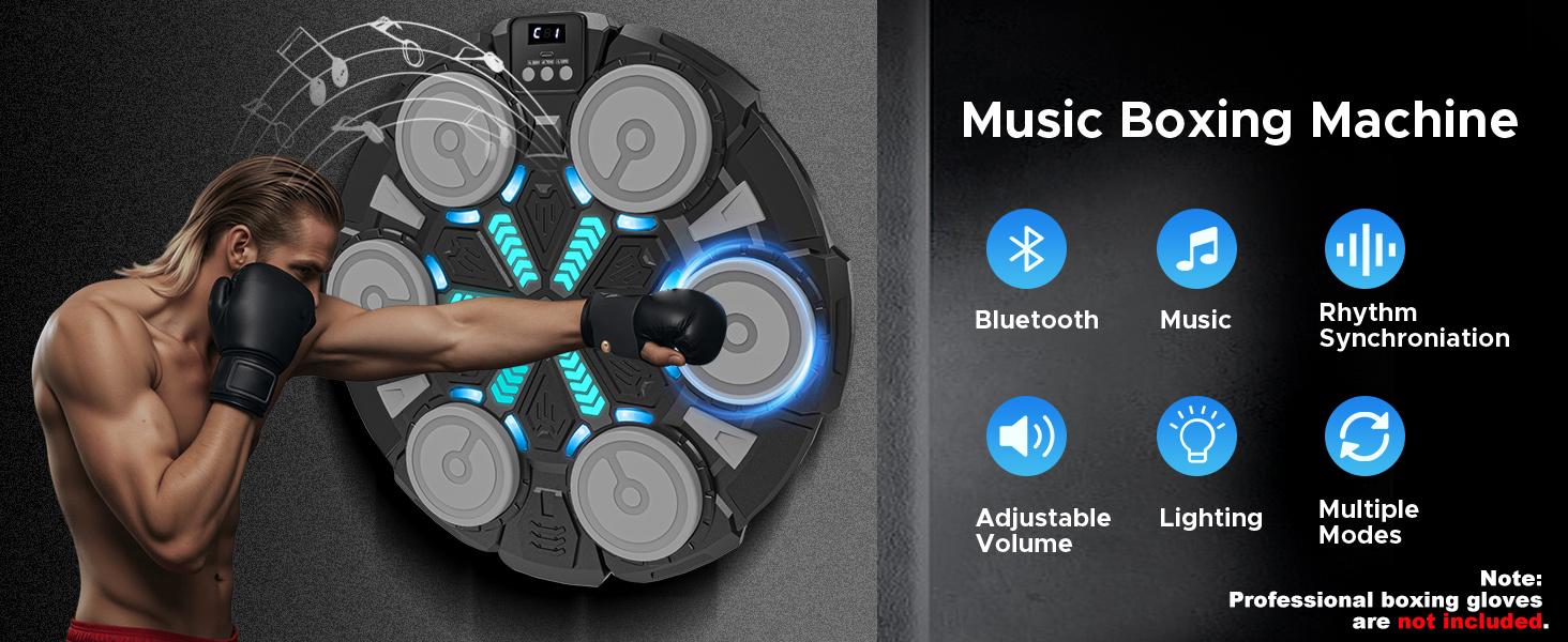 Smart Interactive Boxing Trainer Machine, Boxing Pad, LED Real-Time Feedback, Bluetooth-compatible Music Sync, Wall-Mountable, Home Gym Office Use, Smart Boxing Trainers, Boxing Equipment