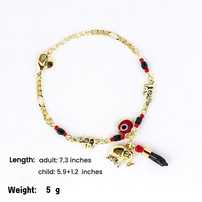 Boho Lucky Charm BraceletY2K Aesthetic Red Black Beaded Evil Eye Bracelet Adjustable Gold Plated Chain Bracelet for Party Birthday Holiday Gift Daily Wear