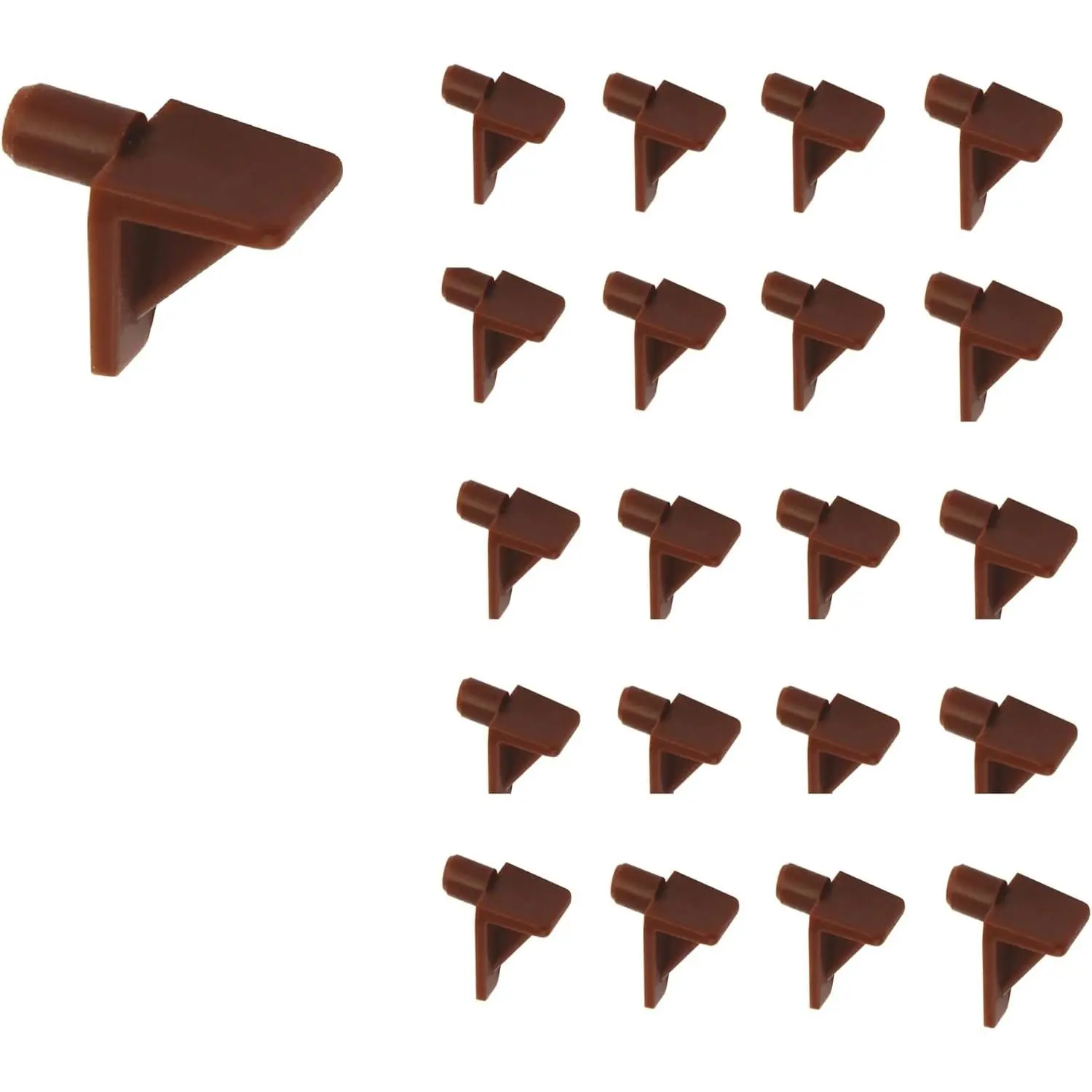 Cabinet Shelf Supports, 5mm Brown, 20 per Bag, Holds up to 165 lbs