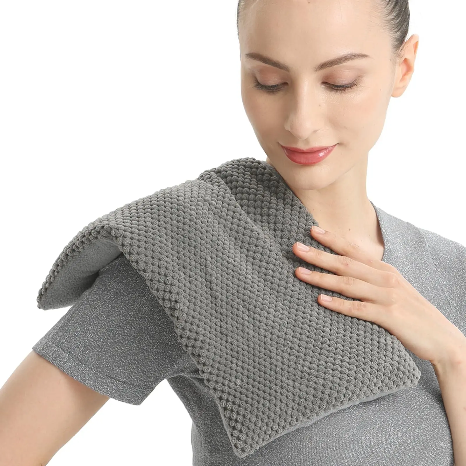 Microwave Heating Pad 8'' X 17'' with Washable Cover, Moist Heat Therapy for Pain Relief, Reusable Comforting Heated Wrap