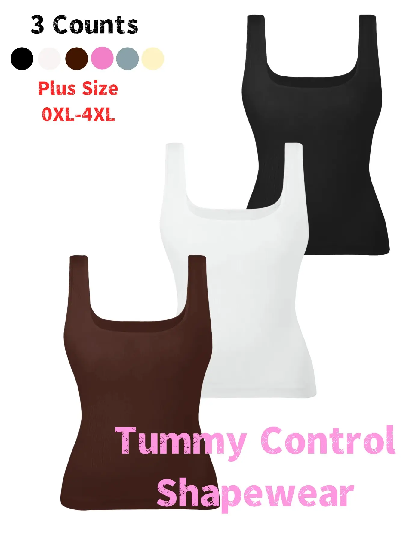 Plus Size Women's Seamless Striped Tummy Control Shapewear Vest, Square Neck Smooth Compression Top, Slimming Undergarment, Can Be Worn Outside Shapewear, Seamless Tighten Abdomen, Underwear