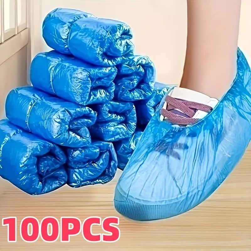100pcs Multi-Purpose Disposable Shoe Covers, Durable Plastic Shoe Protectors, Home Travel Work Use, Transparent Design, Floor Protection, Waterproof Cover