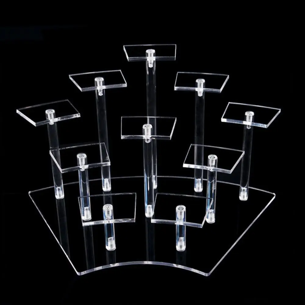 10-Tier Acrylic Display Riser Stands for Cupcake, Elegant Multipurpose Stand Shelf compatible with Funko Pop Action Figures, for Collection, Jewelry, Cosmetics, Dessert ( Transparent )