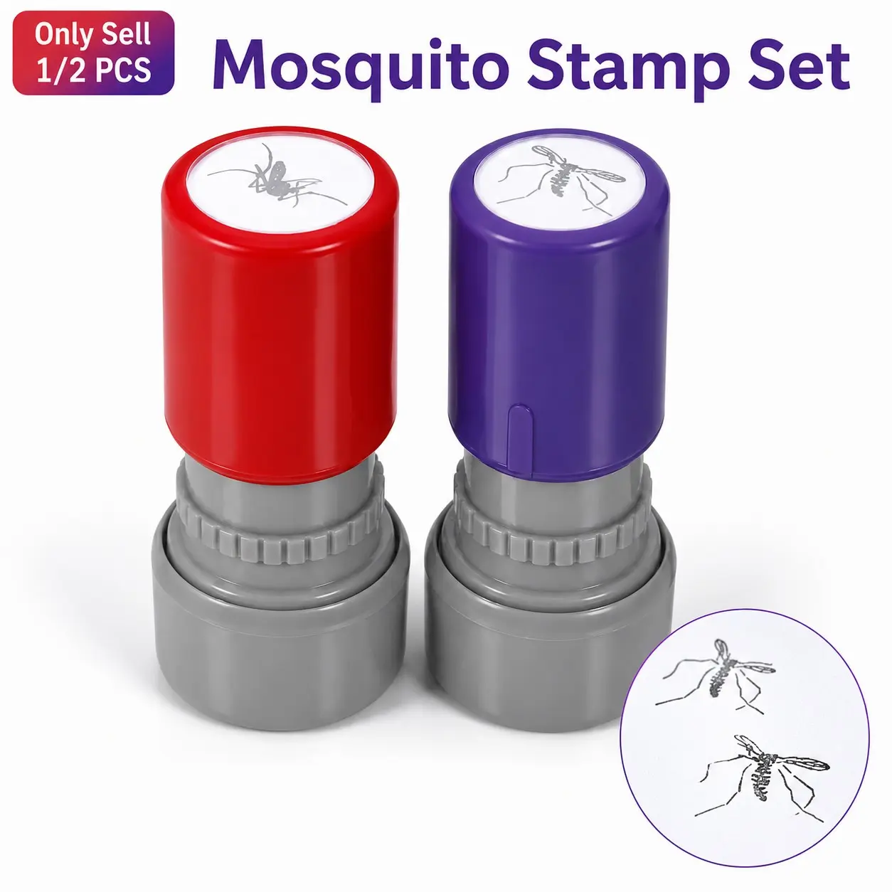 1/2 PCS Mosquito Stamp Prank Self Inking Stamps, Self-Inking Mosquito Stamp Novelty Prank with Realistic Bug Patterns, for April Fools Day, Practical Jokes Friends, Party Favor, Office Joke and Craft Projects