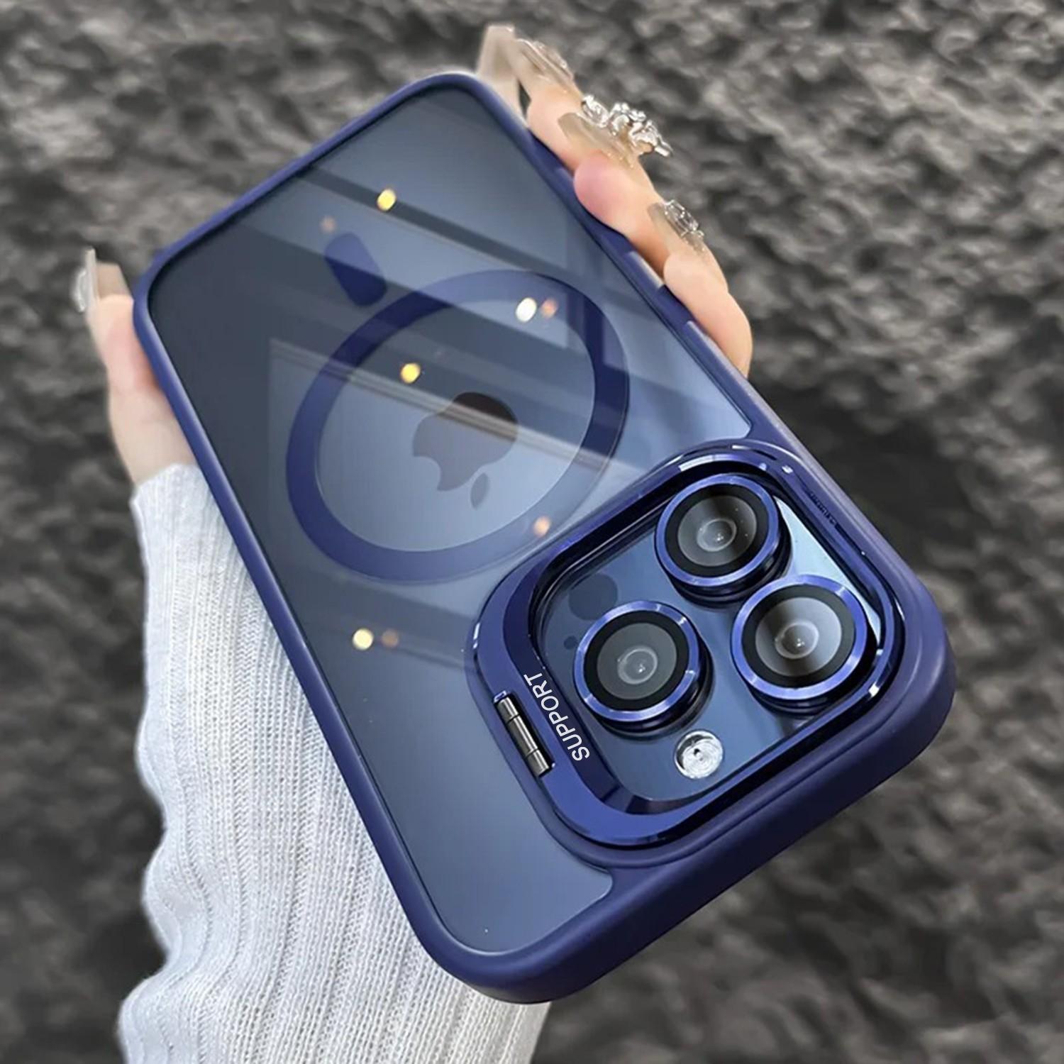 OREKROY MagSafe Magnetic Acrylic Hard Clear Case for iPhone 17 16 15 Pro Max 17 Air Plus 14 13 12 ， Camera Lens Protector with built-in Ring Kickstand, Military Grade Shockproof Phone Cover