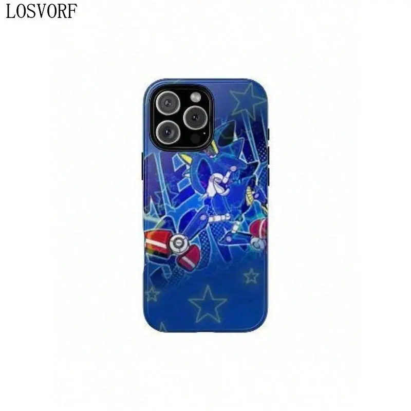 LOSVORF 2026 New Retro Colorful Metal Hedgehog Phone Case & Shell - With Screen Protector, Fidgets - Compatible with iPhone 17 ProMax, 17 Air, 16, 15, 14, 13, 12, 11 Pro Max, X, XR, XS Max, 8, 7 Plus - Mobile Phone Accessories