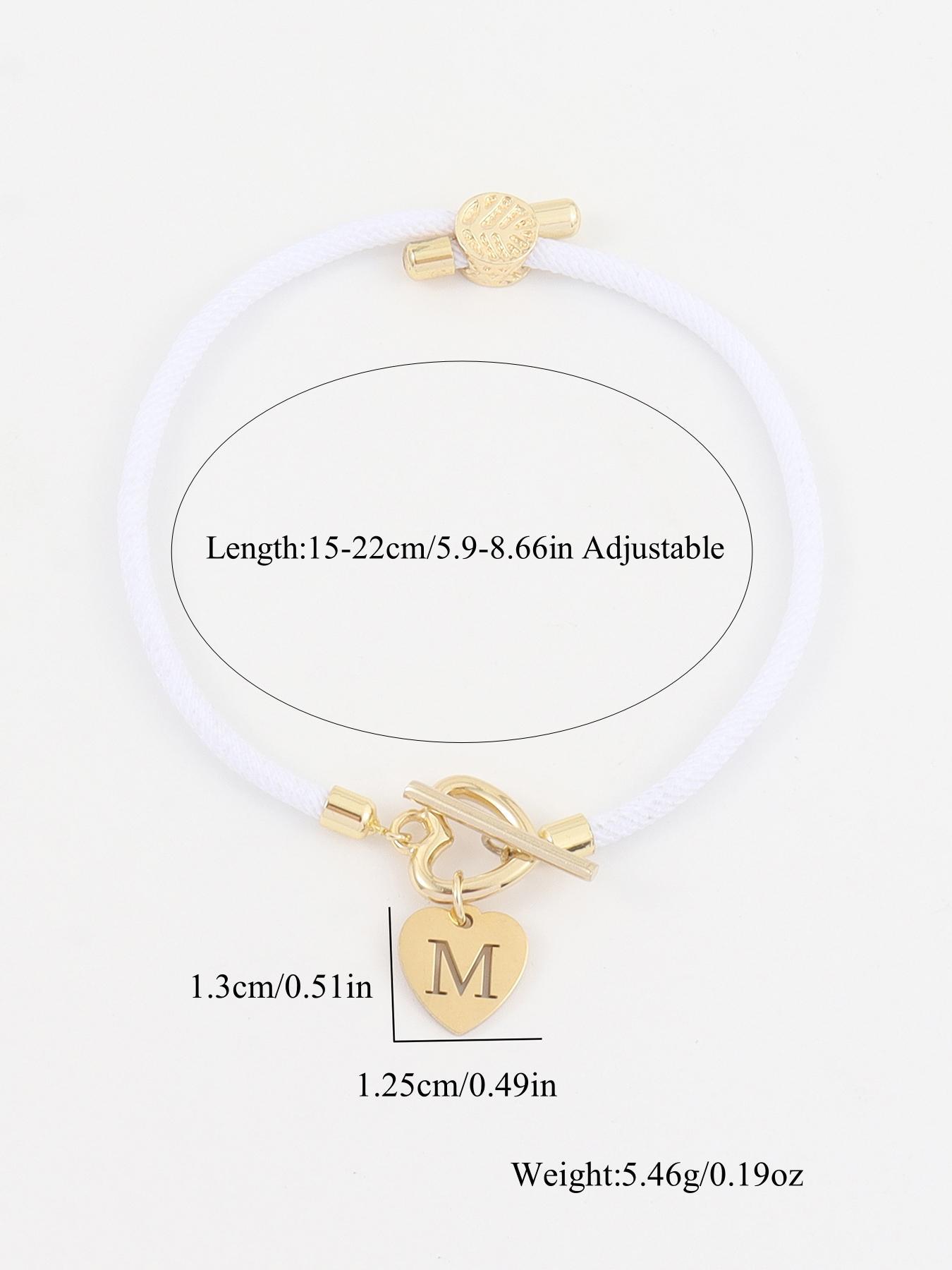 Heart & Letter Design Charm Bracelet, Adjustable Rope Bracelet for Women & Girls, Elegant All-match Fashion Jewelry for Daily Decor, Fashion Modern Accessories, Adjustable Slider Bracelets