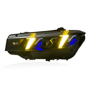 Applicable to 23-24 BMW 3 Series G20 headlight assembly, modified with fang-style dual-color LED headlights, laser version.