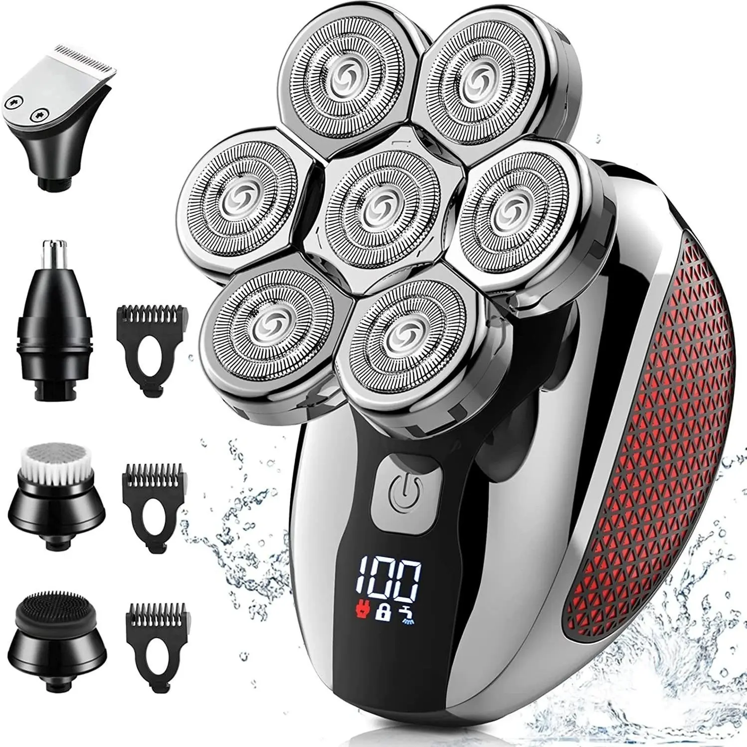 Men's Electric 5-In-1 Shaver, Beard Trimmer, Nose Hair Clipper, Hair Cutter, LCD Battery Display, Perfect Gift for Him