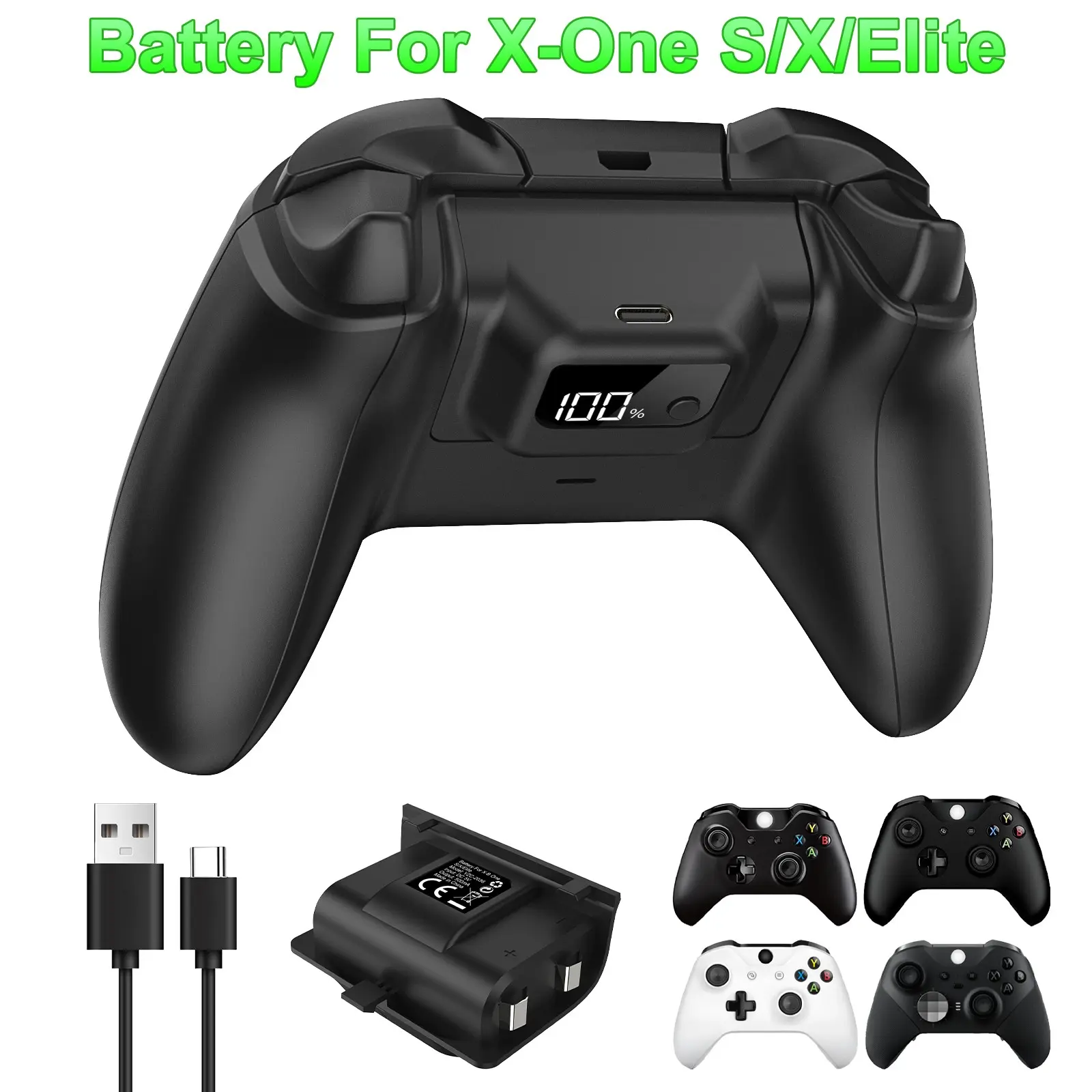 Xbox One/s/x/elite Controller Battery, 1200mah High Capacity, Precise 1% LED Display, Fast Charge, 40 Hours Runtime, 2000+ Cycles