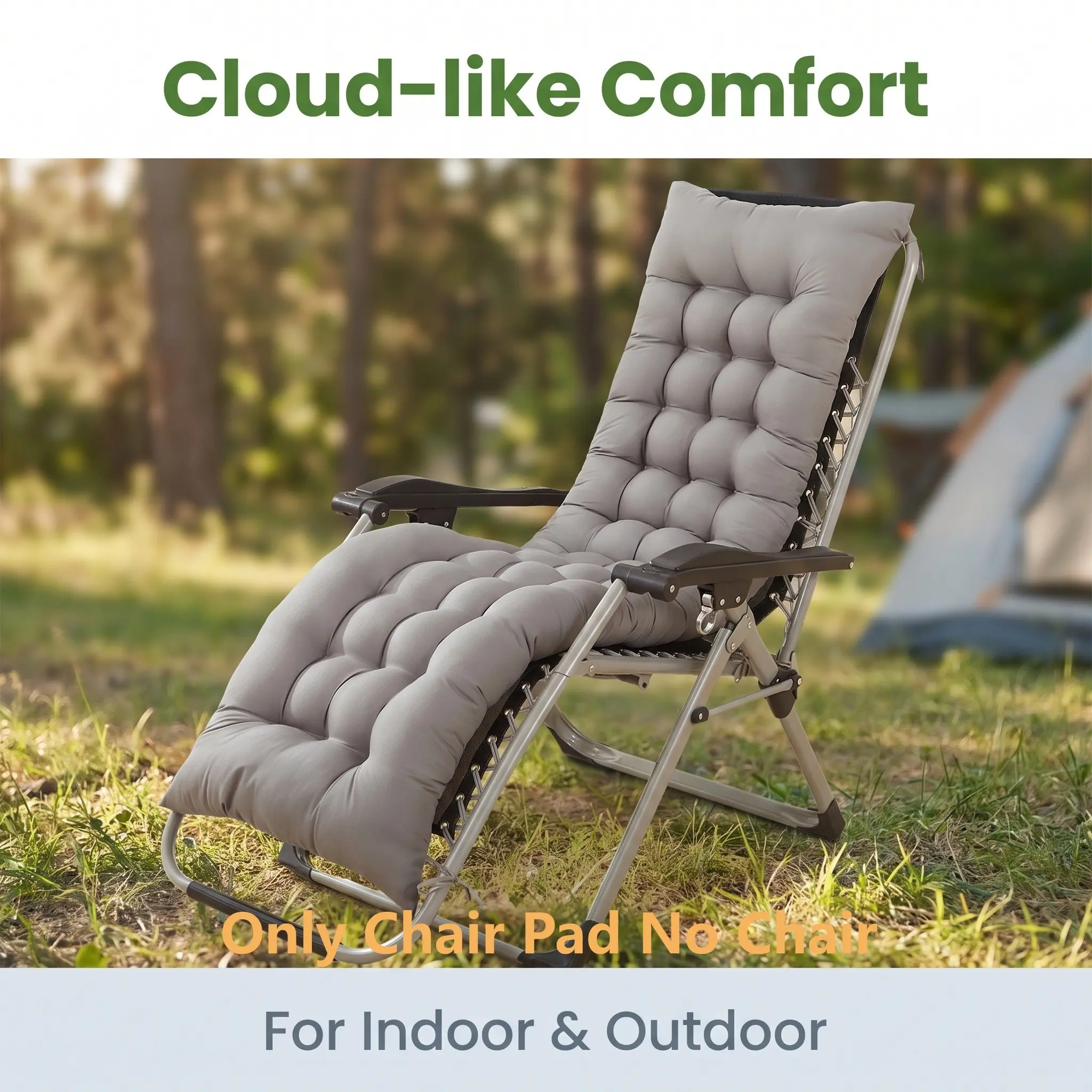 1-pc,Thick High-Elastic Lounge Chair Pad, Simple Solid Color, Foldable with Tie Straps, Versatile Use, Outdoor, Office Nap, Balcony Camping, Home Stay, Lazy People