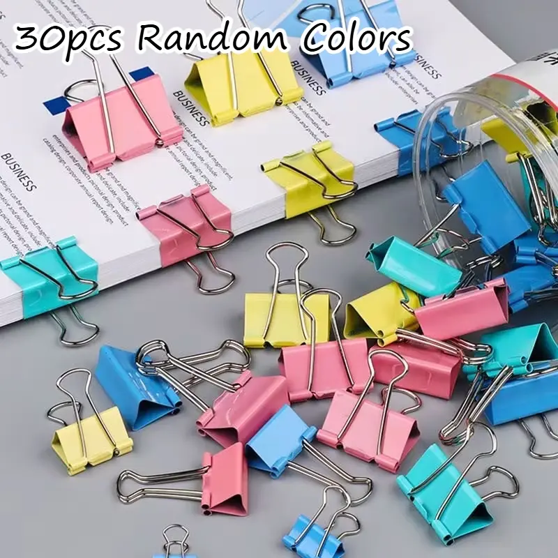 30Pcs Colored Metal Binder Clips Cute Iron Paper Clamps Office School Supplies For Document Binders Scrapbook Bulletin Board Handcraft Organizer Stationery For Students Teachers Workers Back To School Home Office Paper Sorting Supplies