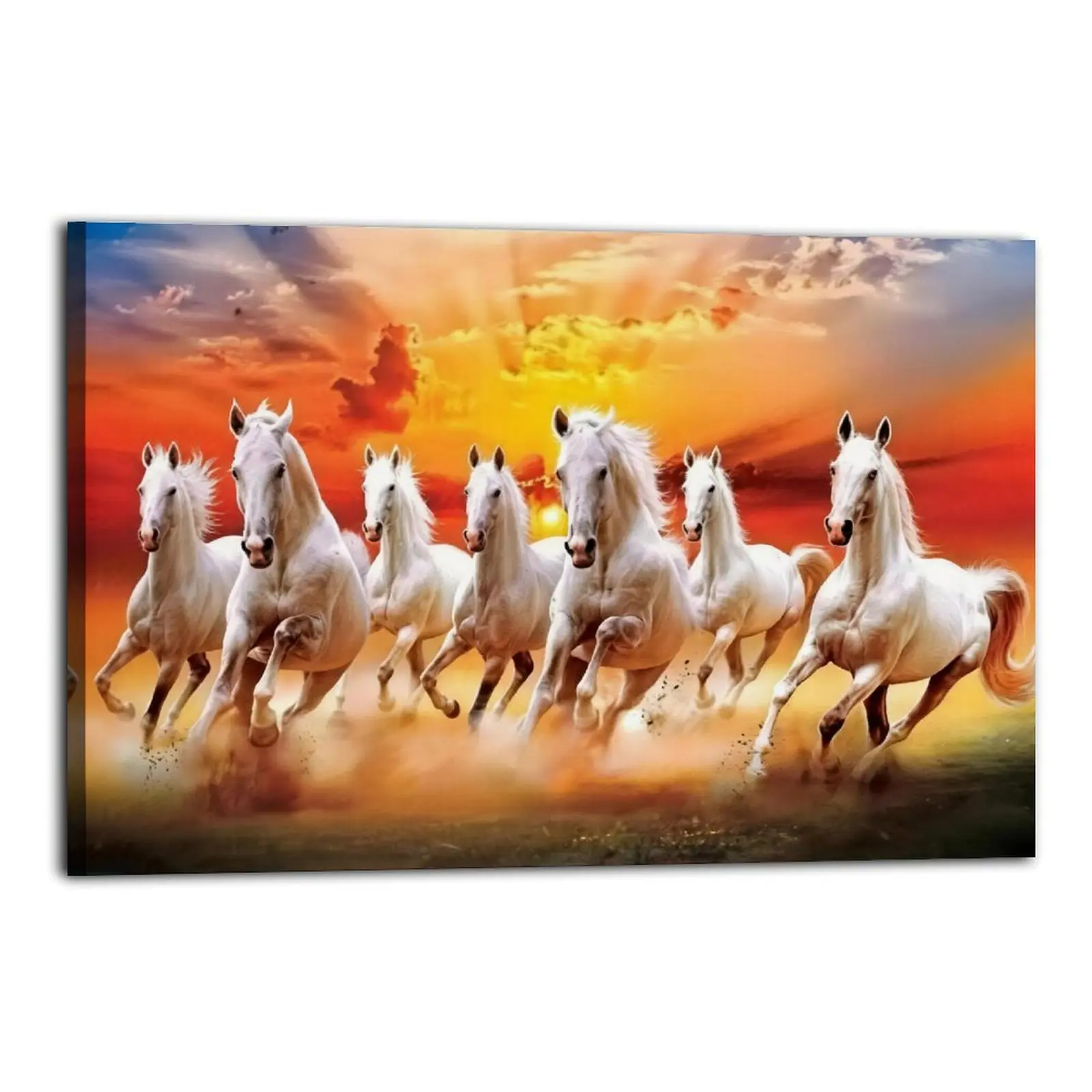 1-Piece Artistic Frameless Lucky Running Wild Horses Canvas Painting - Animal Art Wall Picture, Home Inspo Cartoon Wall Art for Bedroom Home Decor Posters & Prints