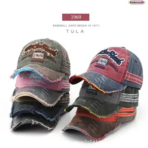 Women's Vintage 1969 Embroidered Cotton Dad Hat - Washed Distressed, Adjustable Sun Protection Cap for Outdoor Travel, Daily Wear, Hats for Women, Distressed Hats