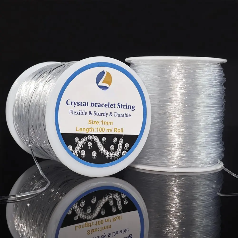 1 mm Stretchy Bracelet String, 2 Rolls Durable Elastic String, Clear Bead Cord for Bracelets, Necklaces, Beading, and  Making (200 m)