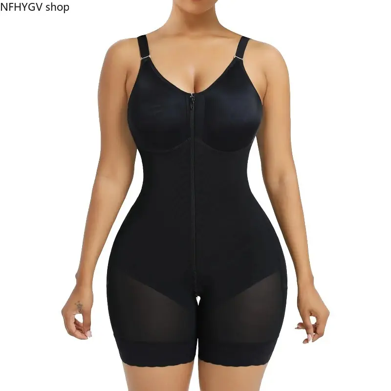 Women's Full Body Shapewear Bodysuit Waist Trainer, Tummy Control Butt Lifter With Detachable Shoulder Straps Crotch Opening And Zipper Closure, Ultra-Stretch Breathable Soft Fabric For Custom All-Day Comfortable Shaping Wear