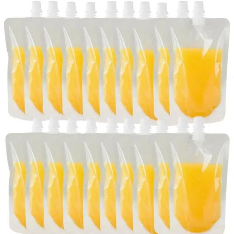 20 count Juice Travel Plastic Flasks Bags Portable Collapsible Beverage Bag| Leakproof Foldable Water Carrier for Outdoor Hiking, Camping & Seed Storage| -Grade  Liquid Container