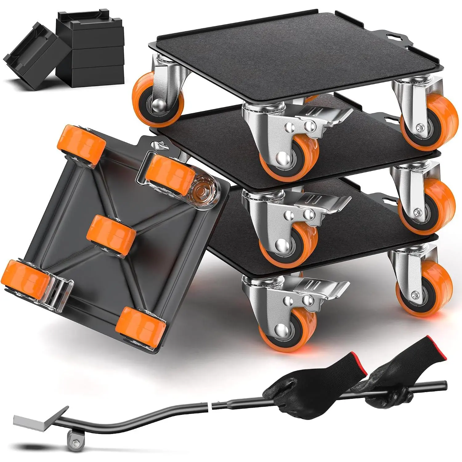 2000 lb Capacity - Heavy Duty Furniture Movers with Wheels and Moving , Includes Furniture Lifter Jacks Tool Set, Gliders, Sliders, 5 Rollers Casters Cart. Easily Move Furniture, Piano, Equipment