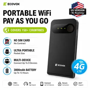 ECOVOX 4G LTE Portable WiFi Hotspot -Pay As You Go Internet Device, No SIM Cardor Contract, Auto Network Switching,Connect Up to 9 Devices, 3000mAh Battery- Travel WiFi for USA & 150+ Countries,Ideal for Camping, RV, Outdoor & Travel