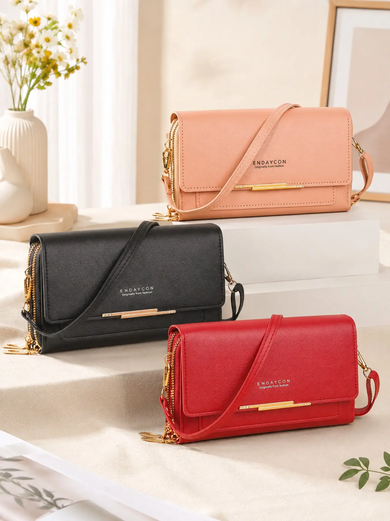 Women's Multi-Use Card Slot Crossbody Wallet, Long Handbag, Large Capacity Phone Bag, Fashion Metal Decor Shoulder Bag, Detachable Strap Mini Backpack