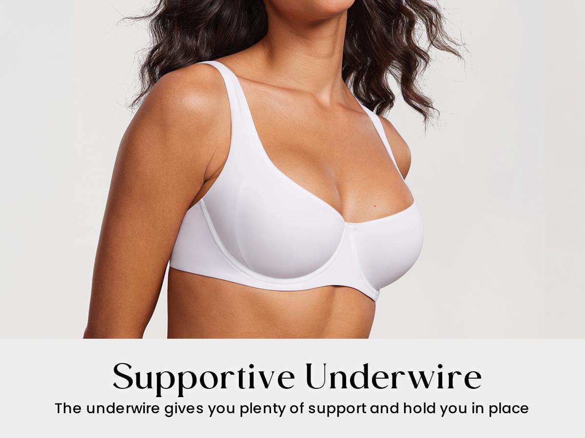 Unlined Balconette Bra No Padded Underwired Double Layer Cup Adjustable Straps Soft Stretchy Invisible Under Low Cut Tops