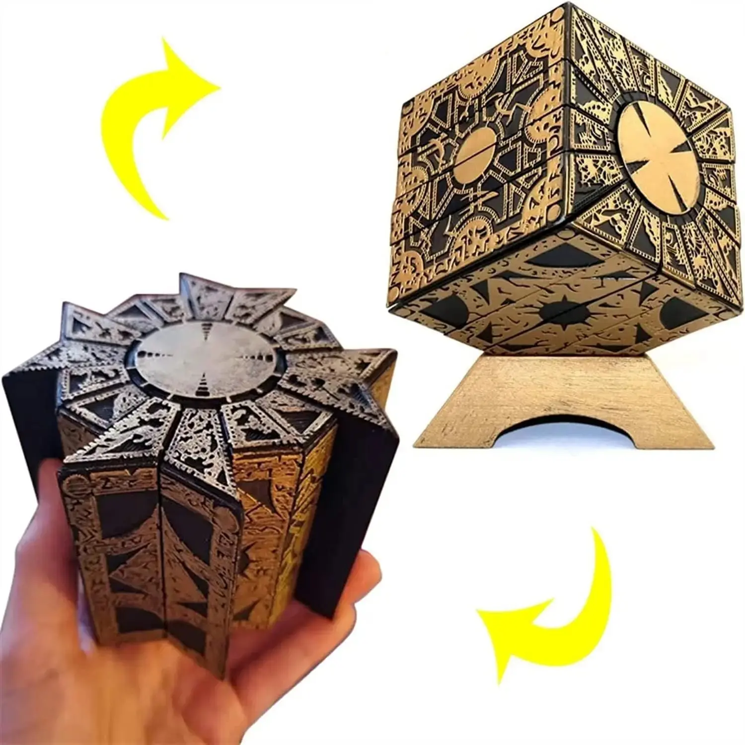 Detachable Movie Replica Puzzle Box with Base, Locking Mechanism, Transforming Function for Friends - Unique Puzzle, Oddities & Curiosities Collectible Display