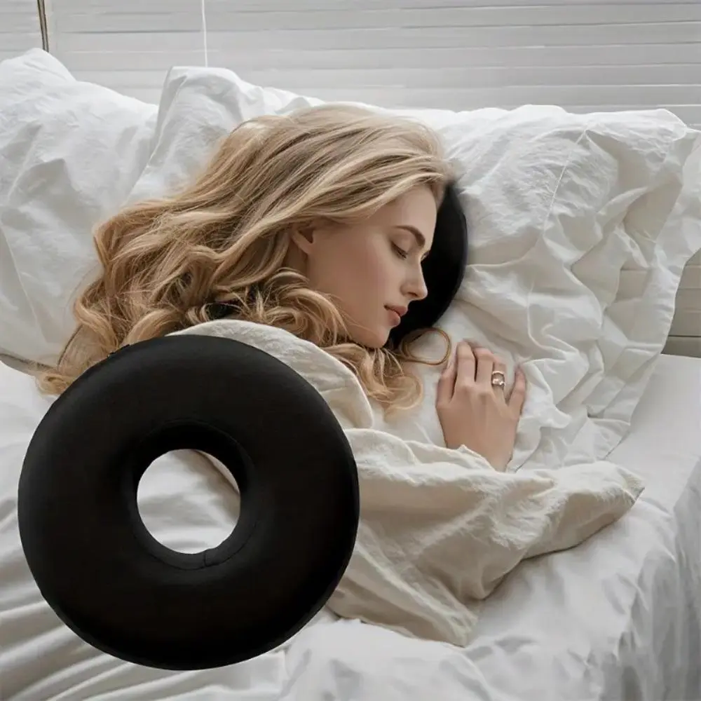 1 Premium O-Shaped Sleeping Pillow - Ear Relief Donut with Built-In Ear Hole | Ergonomic Support for Side Sleepers + Office Nappers | Breathable Memory Foam Headrest - 25cm Comfort Zone (Home/Desk Essential), Zero-Pressure