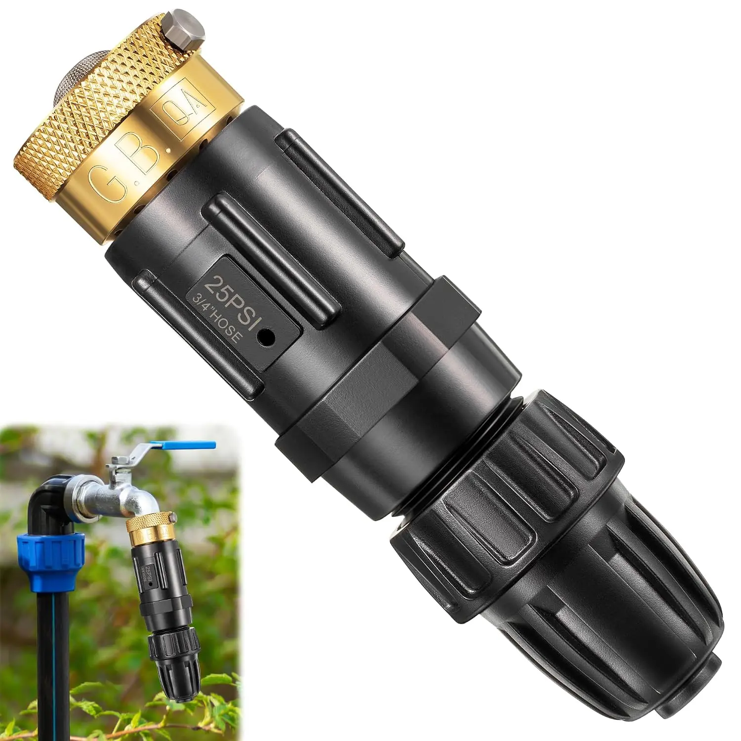 1 Set 25 Psi Drip Irrigation Faucet Adapter Kit 1/2'' Irrigation Tubing to 3/4'' Faucet Water  Regulator Backflow Preventer with Filter, Drip System