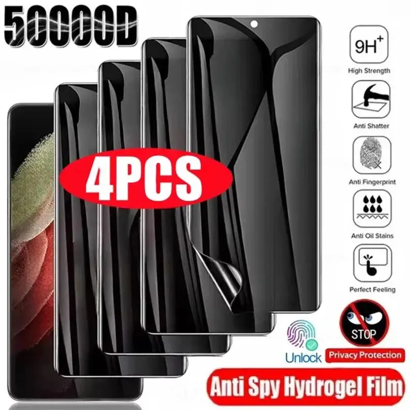 4Pcs Anti-Spy Privacy Screen Protector Hydrogel Film for Samsung Galaxy S25,S24,S23,S22,S20 FE,S10,S9,S8 Plus,Note 20,10 - Smartphone,Cellphone,Handheld Devices Accessories