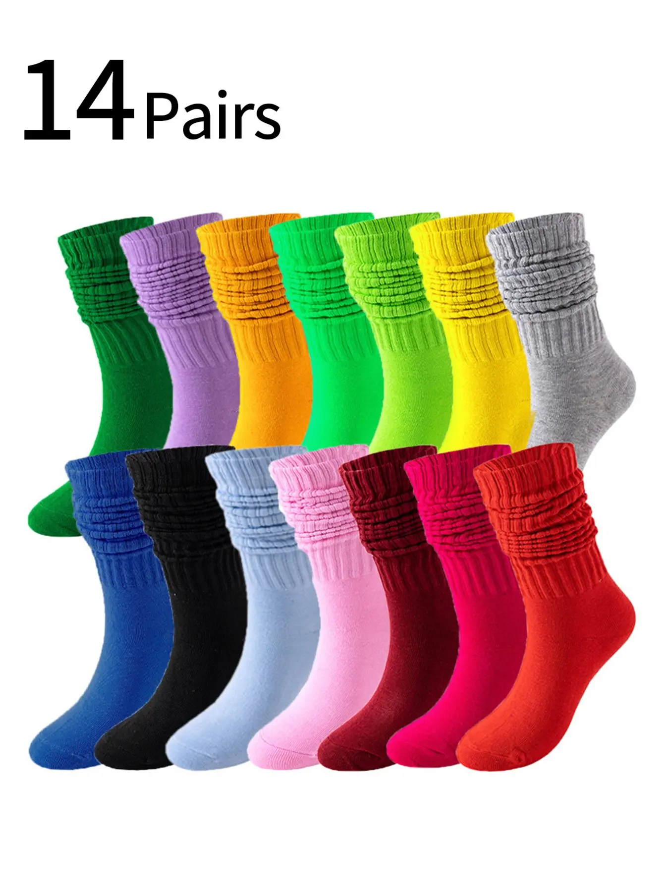 6 Pairs Fashionable Ankle Socks, Candy Color Tall Bubble Socks, Plain Jk Stack Socks, Comfortable Breathable, Unisex Couples Socks, Casual Comfy Socks