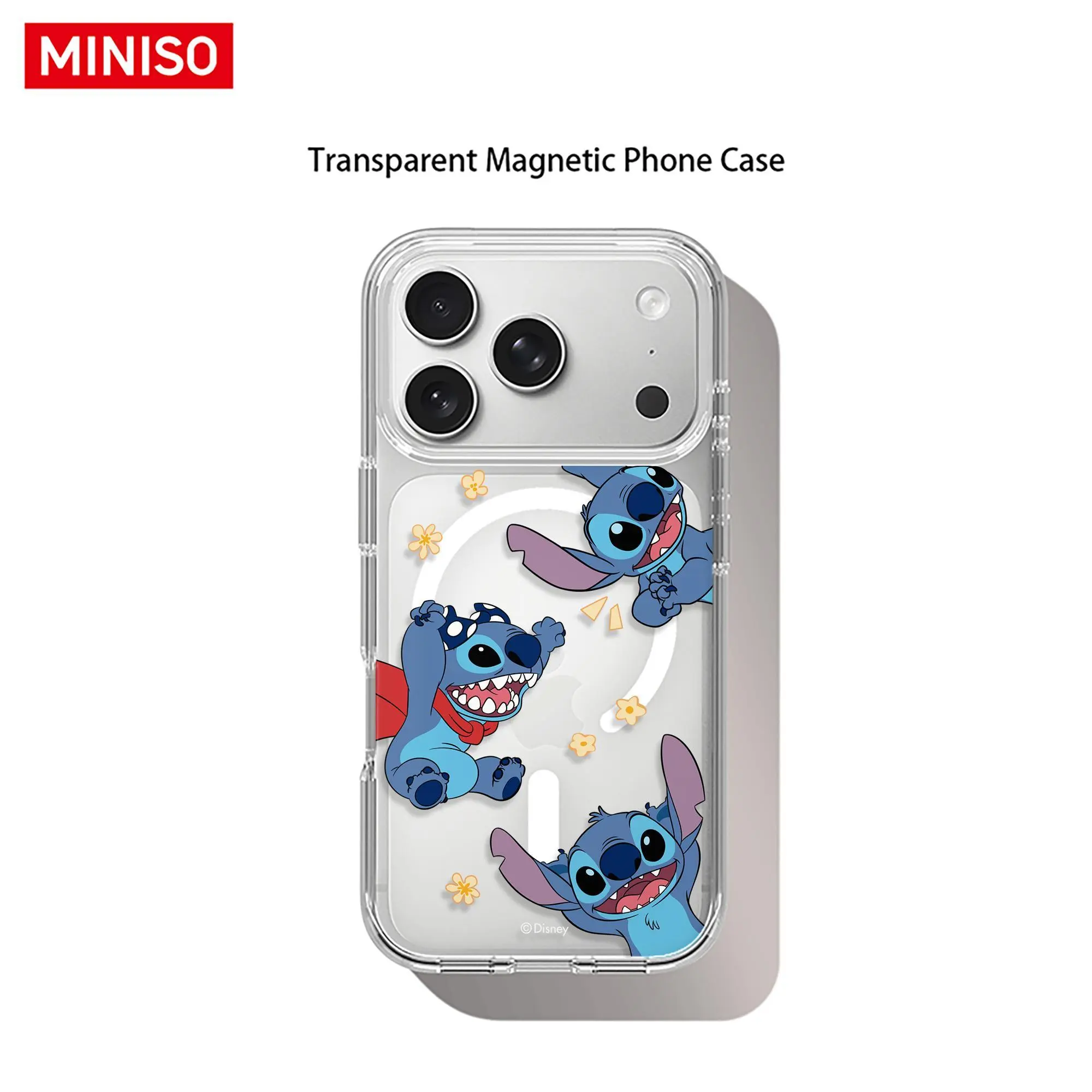 Disney Lilo & Stitch Playful Stitch All-Over Print Phone Case Transparent Magnetic Shockproof case suitable for iphone 17 Pro Max/17 Pro/17 Air/17/16/15/14/13/12/11 Series