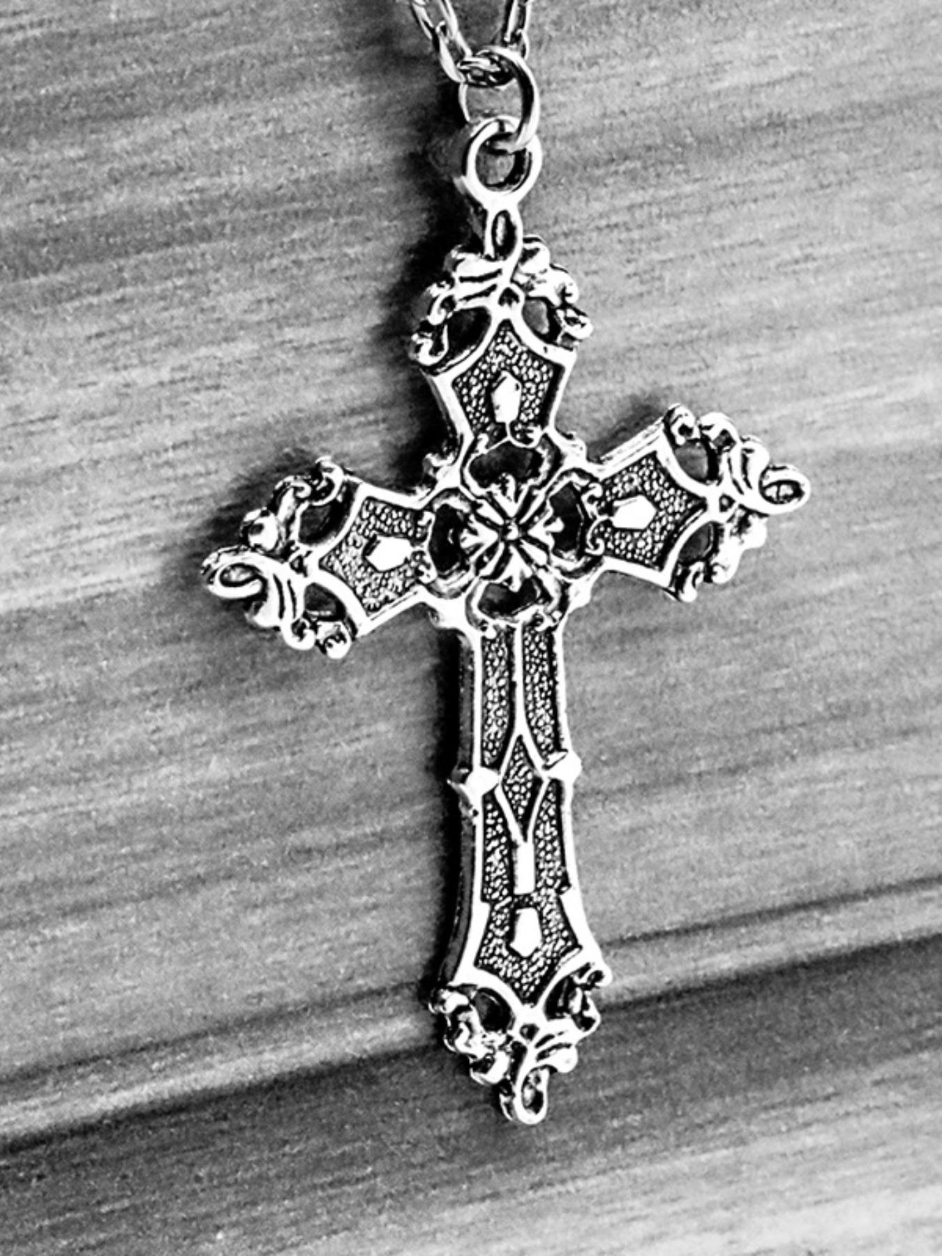Vintage Gothic Cross Pendant Necklace for Men & Women, 1 Piece Fashion Jewelry for Party, Daily Clothing Decor, Trendy All-match & Exquisite Jewelry for Birthday Gift