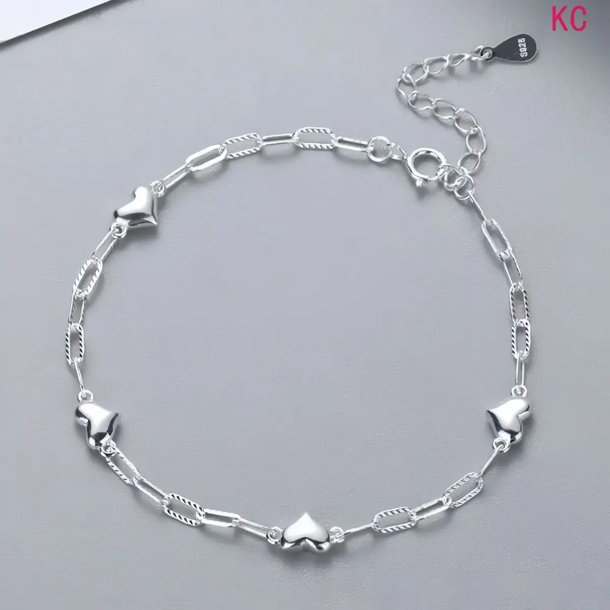 Dainty S925 Sterling Silver Heart Paperclip Link Bracelet, Minimalist Stackable Coquette Luxury Jewelry For Women All Seasons Daily Wear And Gifting